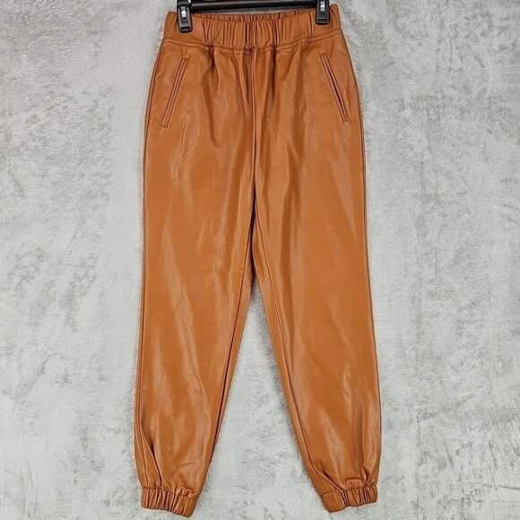 INC International Concepts Faux Leather Jogger Womens S Brown High Rise Pull On - Picture 1 of 10